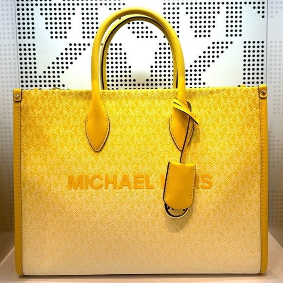 Michael Kors Mirella Medium Ombré Logo Tote Bag Daisy Yellow - Picture 1 of 7